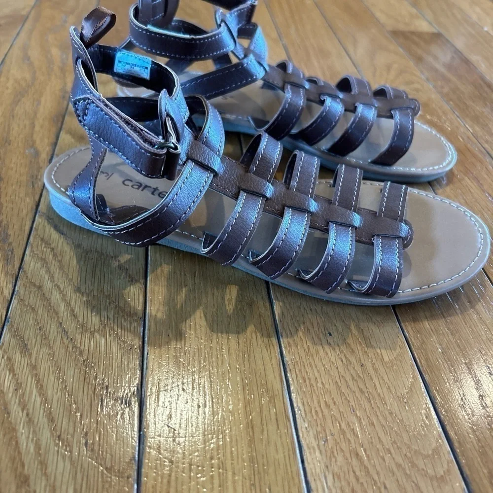 New 2 Pair Oshkosh B’Gosh Carter’s Brown Open Toe Gladiator Sandals Girls Size 3